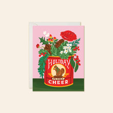 Squirrel Tin Holiday Cheer - Timeless Floral Holiday Card by Karen Schipper