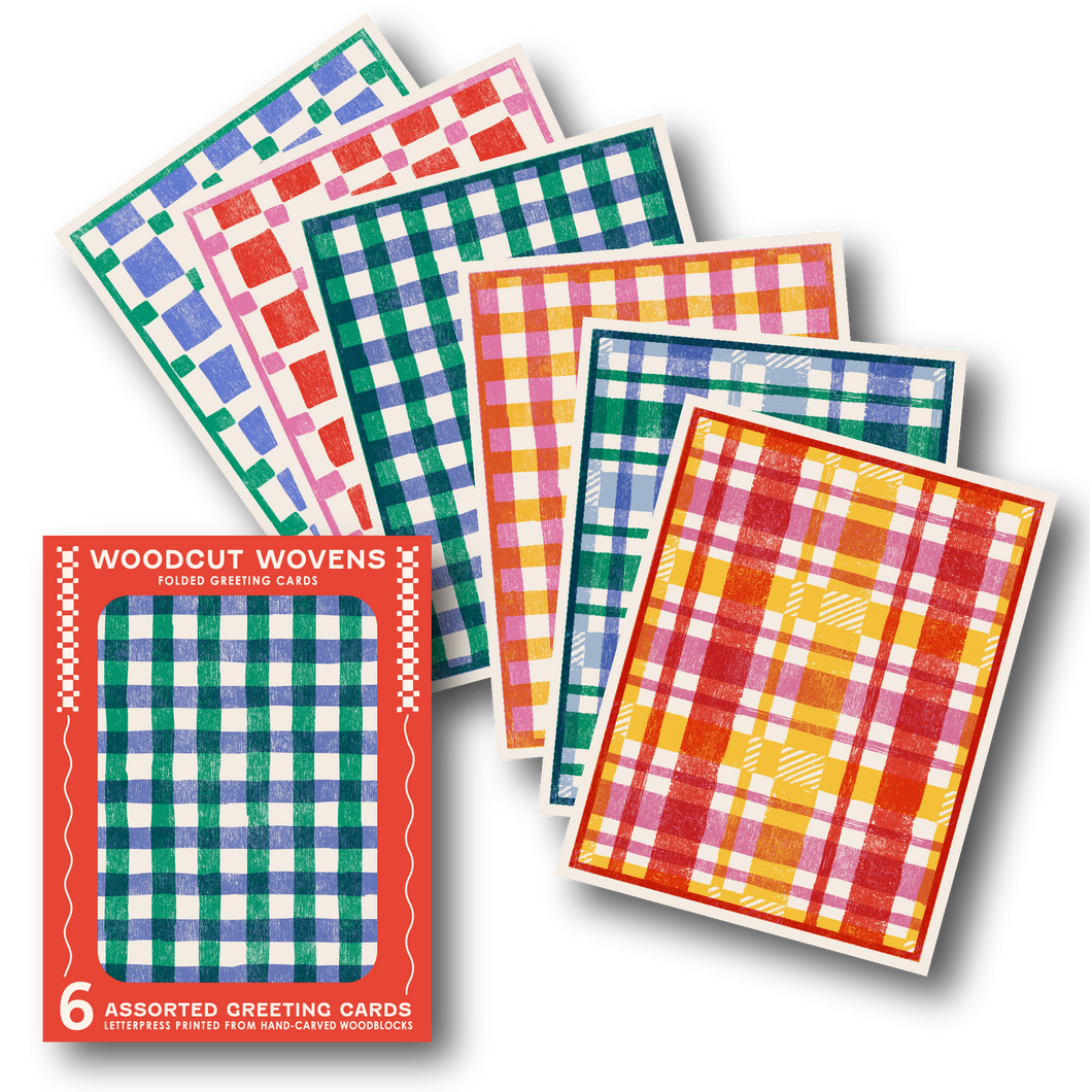 Woodcut Wovens Assorted Letterpress Cards Set by Heartell Press