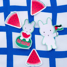 Clem the Bun says "Free Palestine!" Sticker by Clem & Co.