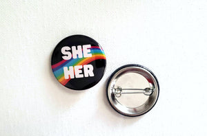 Pronouns Pinback Buttons by Happy Words Studio