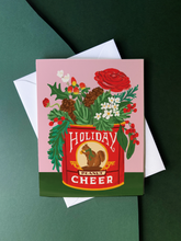 Squirrel Tin Holiday Cheer - Timeless Floral Holiday Card by Karen Schipper