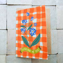 Forget-Me-Not Thinking of You Card | Blank Greeting Card - Red Gingham - by Mae Fox Creative