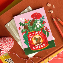 Squirrel Tin Holiday Cheer - Timeless Floral Holiday Card by Karen Schipper