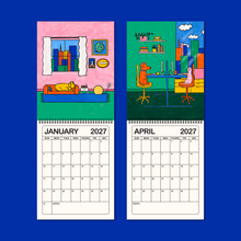 2027 illustrated wall calendar: a day in the life of corporate cats + dogs by Gab Art & Design