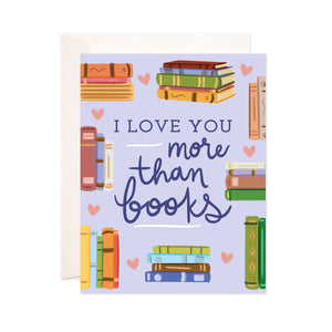 More Thanks & Books Greeting Card by Bloomwolf Studio