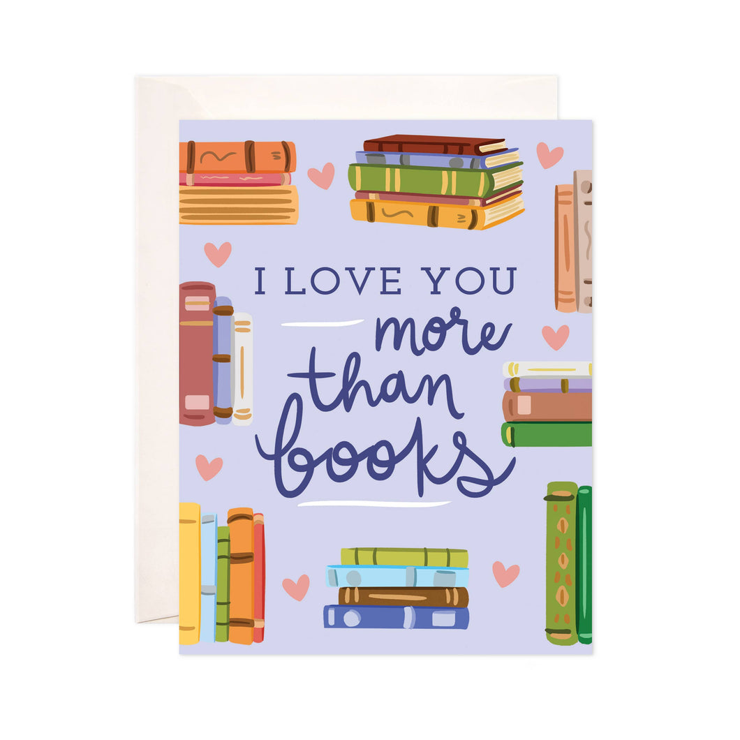 More Thanks & Books Greeting Card by Bloomwolf Studio