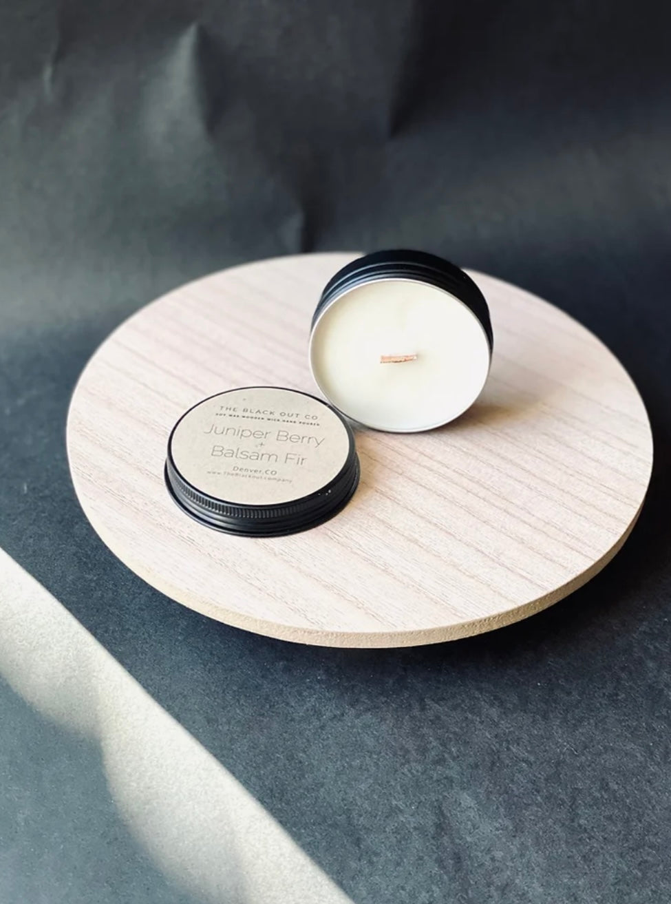 Matte Black Travel Tin Candle - Tahitian Lime + Fig by The Black Out Co