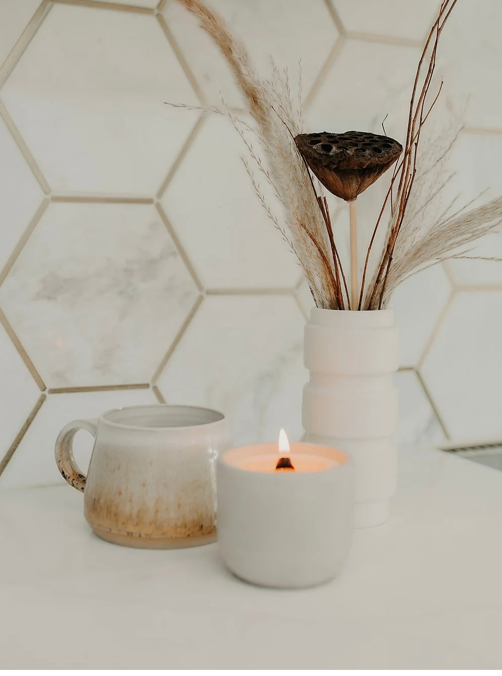 White Rose + Sandalwood Candle by The Black Out Co