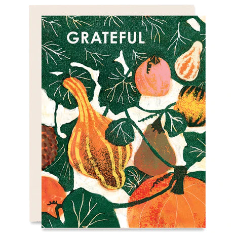 Grateful Gourds Indigo Printed Card by Heartell Press