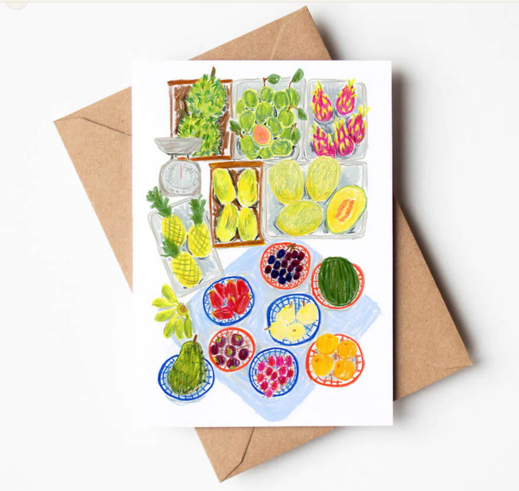 Asian Fruit Market Illustrated Greeting Card from Bert and Roxy
