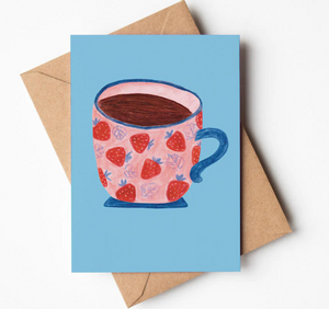 Strawberries Fruit Mug Eco-Friendly Greeting Card from Bert and Roxy