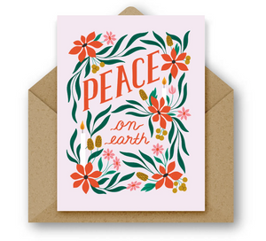 Peace on Earth Holiday Greeting Card by Wild Perla