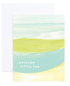 Adalyn Watercolor Beach Baby Greeting Card by Evergreen Summer