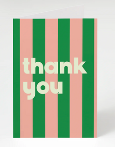 Green Striped Thank You Card by Bon Femmes