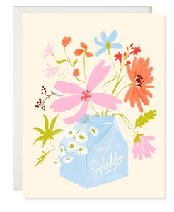 Milk Carton Flowers - Greeting Card by Karen Schipper