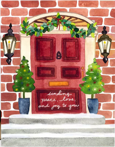Red Door Peace Love and Joy card from Little Truths Studio