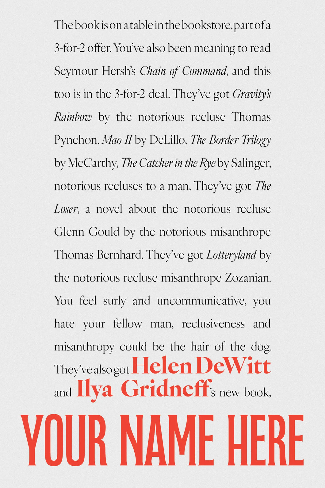 Your Name Here by Helen DeWitt