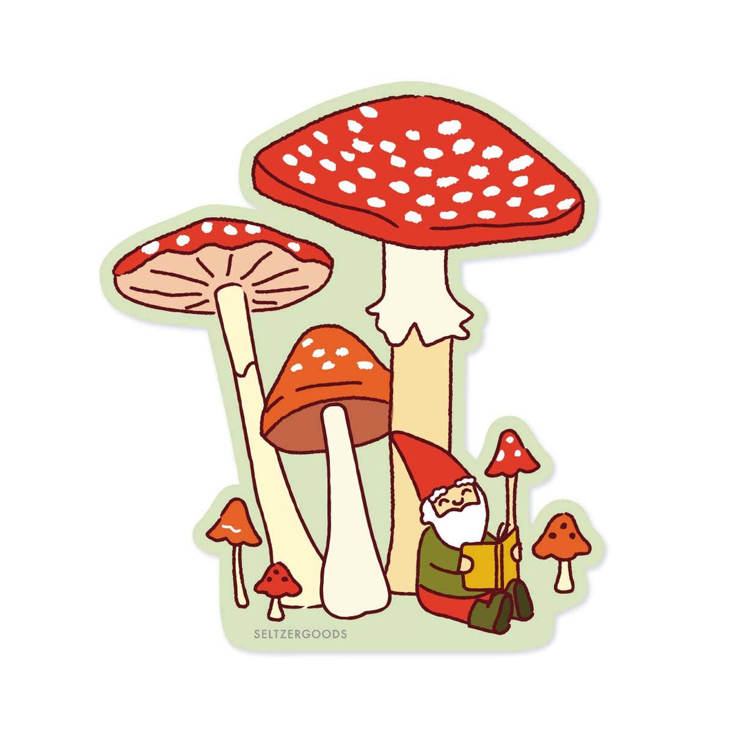 Gnome Mushroom Sticker by Seltzer Goods