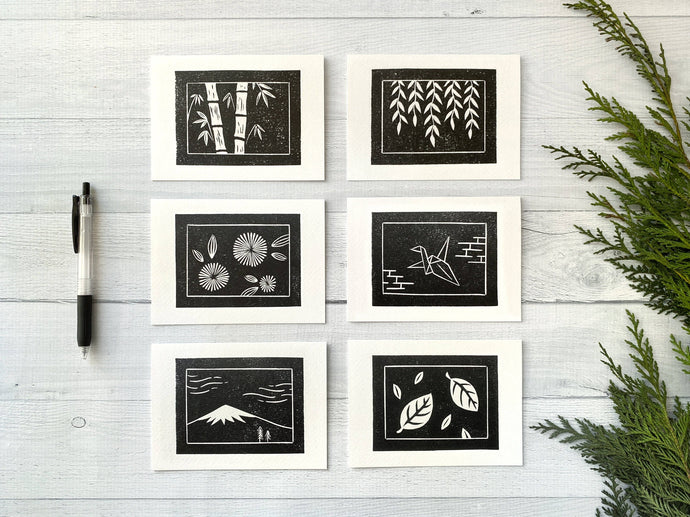 Morning Calm Block Printed Mixed Greeting Card Set by Kela Designs