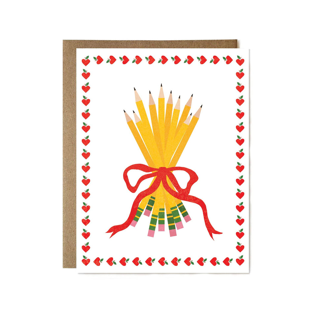 Bouquet of Pencils Greeting Card by Ula Bloom
