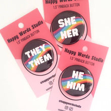 Pronouns Pinback Buttons by Happy Words Studio