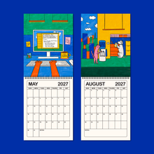 2027 illustrated wall calendar: a day in the life of corporate cats + dogs by Gab Art & Design