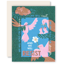 Rest, Build, Hold, Resist - Activism Risograph Card by Heartell Press