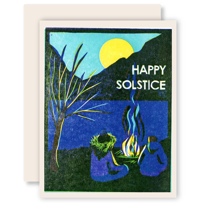 Happy Solstice Fireside Letterpress Card by Heartell Press