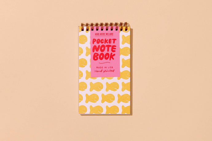 Goldfish Crackers Letterpress Pocket-size Spiral Notebook by And Here We Are