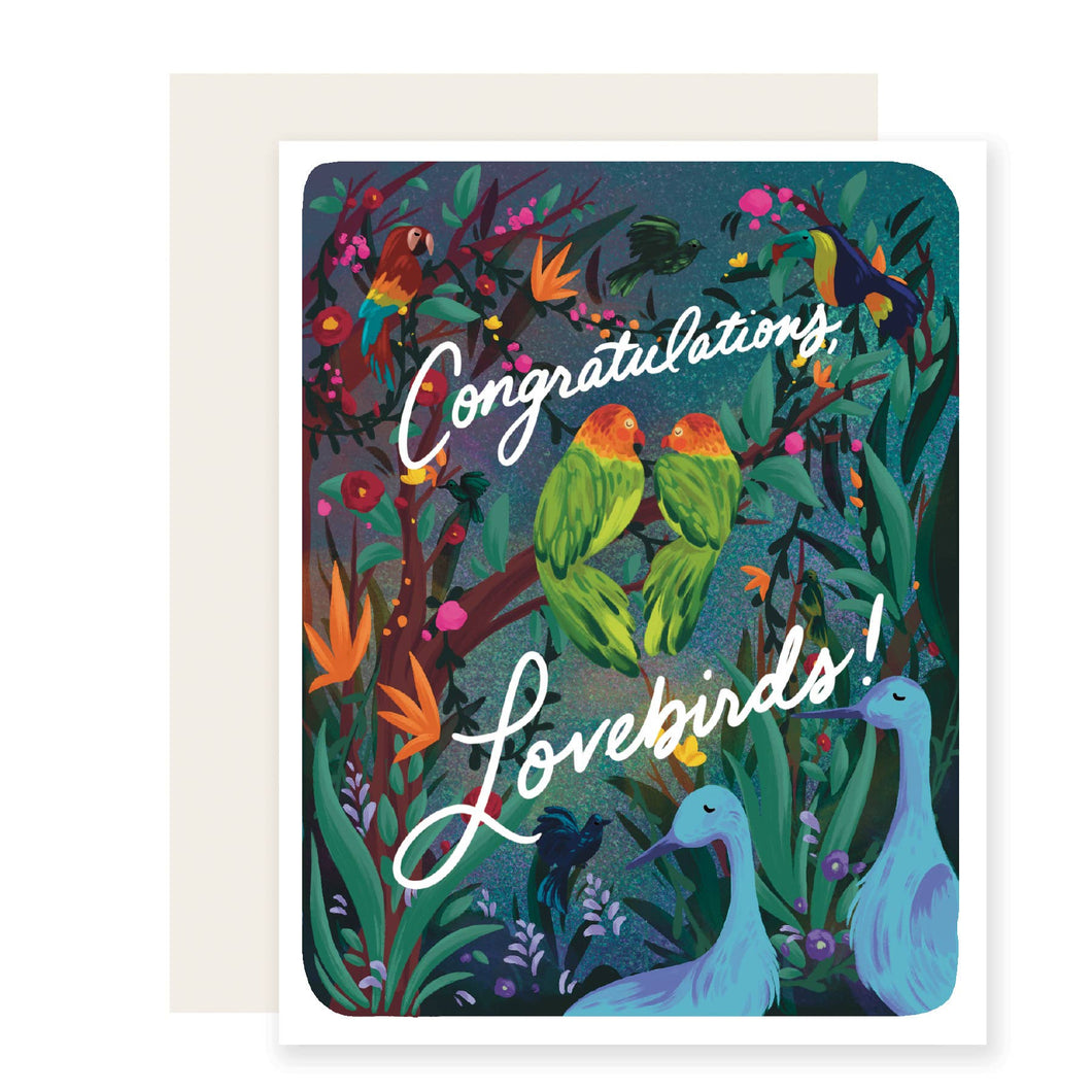 Lovebirds | Congrats Happy Wedding, Engagement Card by Slightly Stationery