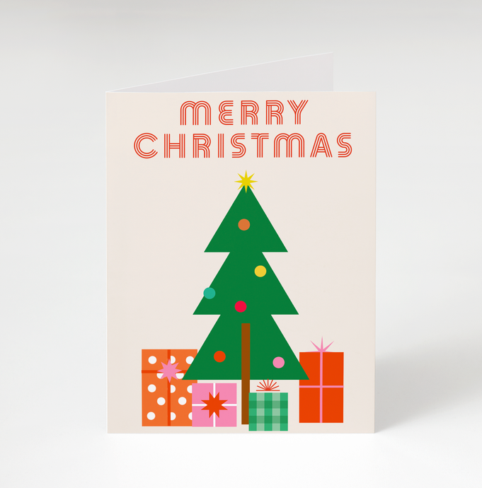 Merry Christmas Tree Greeting Card by Bon Femmes