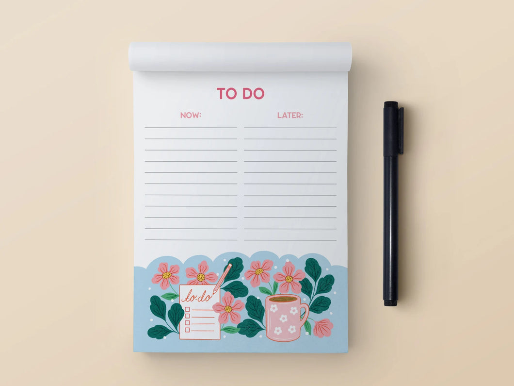Illustrated Floral To Do Lined Notepad by Wild Perla