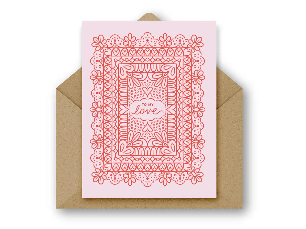 Pink To My Love Greeting Card by Wild Perla