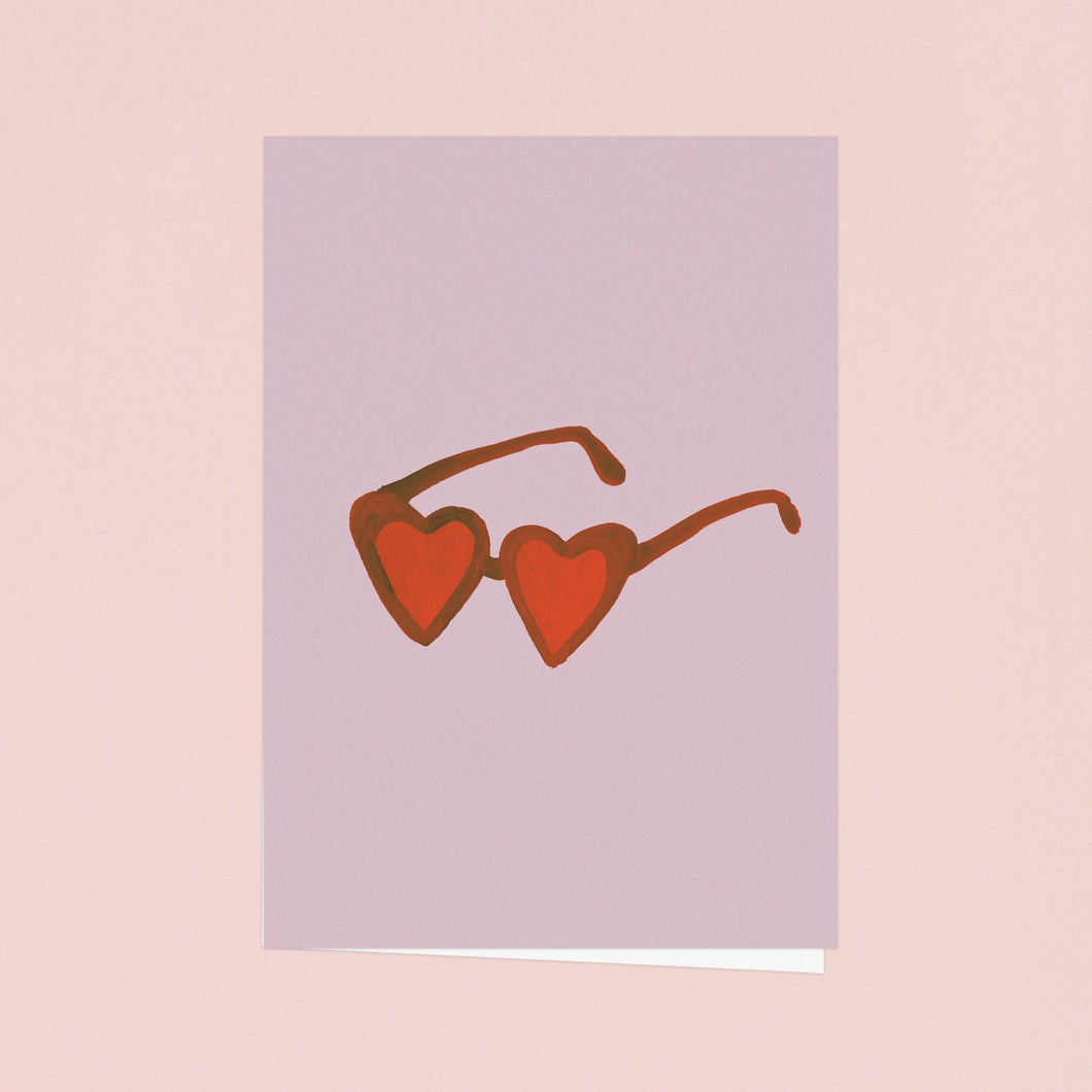 Valentines Love Heart Sunglasses Card by Emma Make