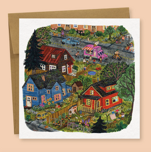 Summertime Neighborhood Greeting Card by Phoebe Wahl