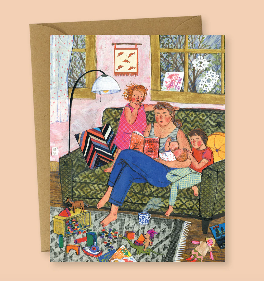 Rainy Day Reading Greeting Card by Phoebe Wahl